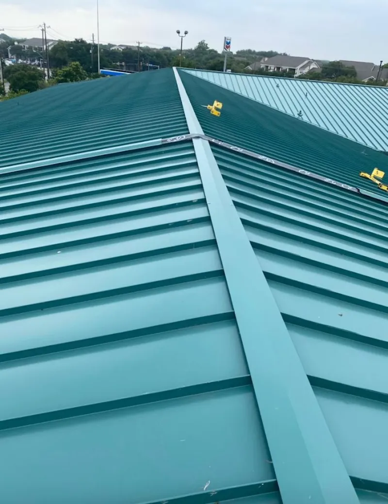 Green commercial metal roof ridge and valley for Metal Roof Repair in La Crescenta-Montrose